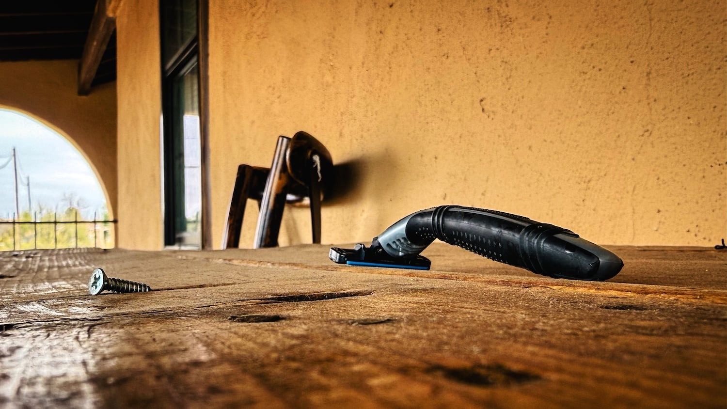Josh's razor on his front porch in Marathon, Texas